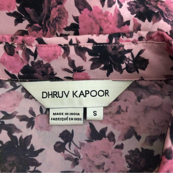 Dhruv Kapoor floral 100% silk long sleeve button down shirt. Sz Small - Picture 6 of 7